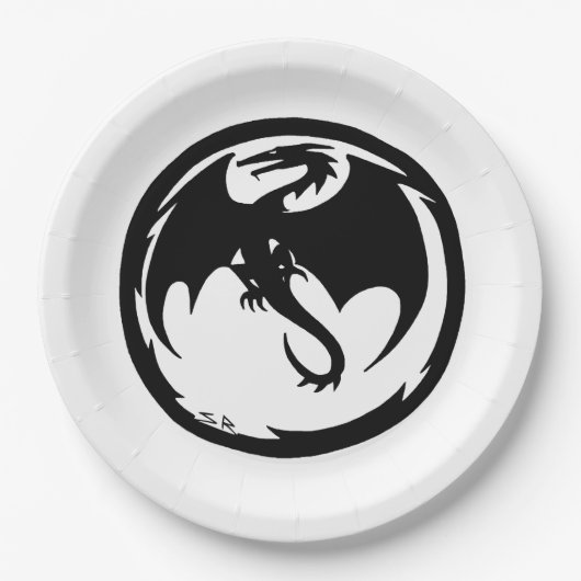 Schwarzer Drache, weiße Teller (Vorderseite)