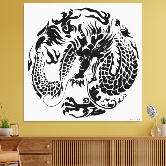 Schwarzer Drache Wrapped Canvas Leinwanddruck (Insitu (Wohnzimmer))