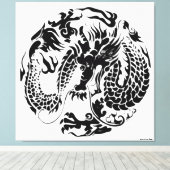 Schwarzer Drache Wrapped Canvas Leinwanddruck (Insitu (Holzboden))