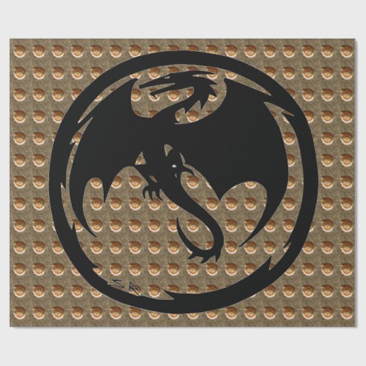 Schwarzer Drachengold-Einzug glänzende Umhüllung P Geschenkpapier (Flach)