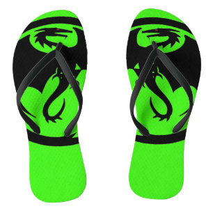 Schwarzer Drachengrüner Flip-Flops Badesandalen