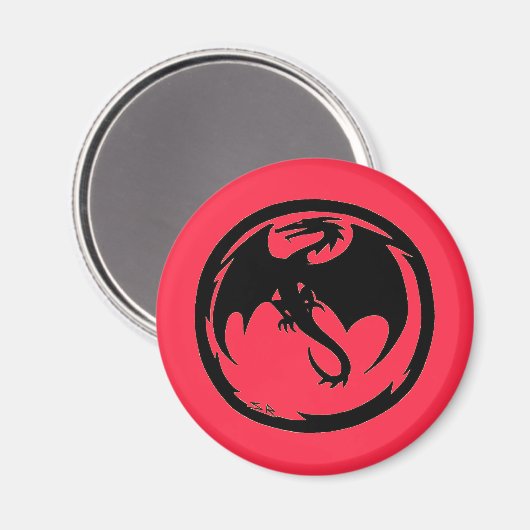 Schwarzer Drachenkornmagnet Magnet (Vorderseite/Rückseite)