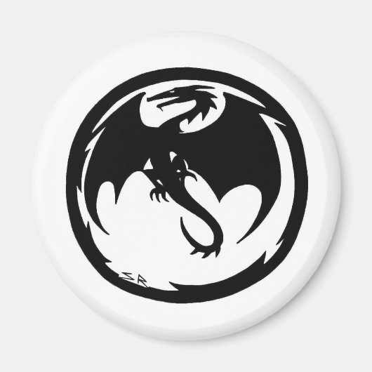 Schwarzer Drachenmagnet Magnet (Vorne)