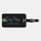 Schwarzer Dramas Hintergrund niedlicher Blumenelef Gepäckanhänger (Rückseite horizontal)