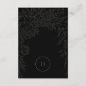 Schwarzer Dramatischer Eleganter Monogram, Blumenr RSVP Karte (Rückseite)