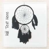 Schwarzer Dreamcatcher auf weißem Hintergrund Glasuntersetzer (Vorderseite)