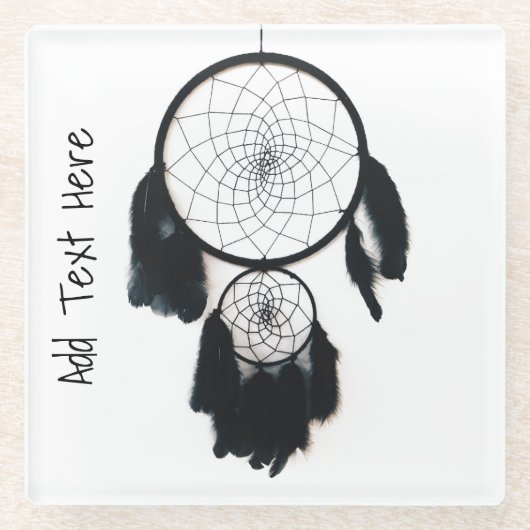 Schwarzer Dreamcatcher auf weißem Hintergrund Glasuntersetzer (Vorderseite)