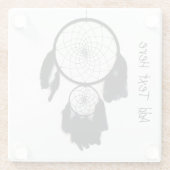Schwarzer Dreamcatcher auf weißem Hintergrund Glasuntersetzer (Rückseite)