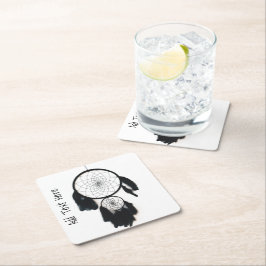 Schwarzer Dreamcatcher auf weißem Hintergrund Rechteckiger Pappuntersetzer