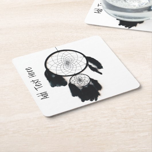 Schwarzer Dreamcatcher auf weißem Hintergrund Rechteckiger Pappuntersetzer (angewinkelt)