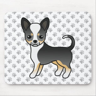 Schwarzer Dreifarbiger Glatthaar Chihuahua Hund & Mousepad