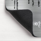 Schwarzer Drift-Glitzer Silberglänzender Name Mousepad (Ecke)