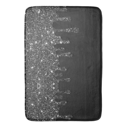 Schwarzer Drill-Glitzer Badematte (Vorderseite Vertikal)