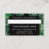 Schwarzer Dschungel Blätter Moderne Elegante Beruf Terminkarte (Rückseite)