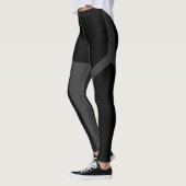 Schwarzer dunkelgrauer Kontrast-polygonale Leggings (Links)