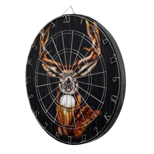 Schwarzer dunkler Holzhengst Hirsch rustikales Lan Dartscheibe (Vorderseite rechts)