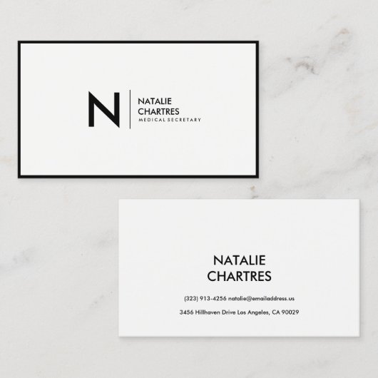 Schwarzer dünner Rahmen-Minimalistisches Visitenkarte (Vorne/Hinten)