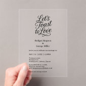 Schwarzer, durchsichtiger Toast zur Liebe Elegante Acryleinladungen (Insitu (Handheld))