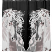 Schwarzer Duschvorhang für Weißes Pferd - Farbe wä (Vorderseite)