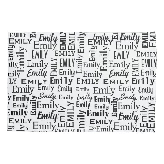 Schwarzer E-Mail-Name auf Weiß Kissenbezug (Rückseite-Links)