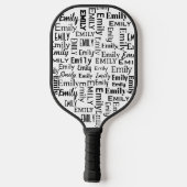 Schwarzer E-Mail-Name auf Weiß Pickleball Schläger (Rückseite)