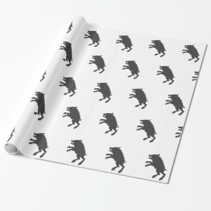 Schwarzer Eber mittelalterliche Silhouette Geschenkpapier