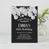 Schwarzer Edeldiamant, Glitzer-Geburtstagseinladun Einladung (Stehend Vorderseite)