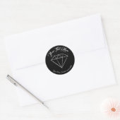 Schwarzer Edelstein. Schmuck. Geschenkvorlage Runder Aufkleber (Umschlag)