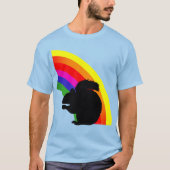 Schwarzer Eichhörnchen Silhouette Farbiger Regenbo T-Shirt (Vorderseite)