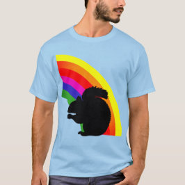 Schwarzer Eichhörnchen Silhouette Farbiger Regenbo T-Shirt