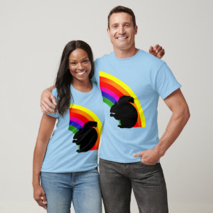 Schwarzer Eichhörnchen Silhouette Farbiger Regenbo T-Shirt