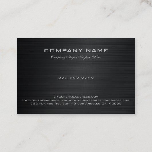 Schwarzer, einfacher Metallbürstenlook Visitenkarte (Rückseite)