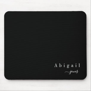 Schwarzer einfacher Skriptname Modern personalisie Mousepad