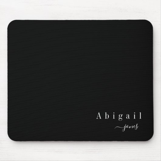 Schwarzer einfacher Skriptname Modern personalisie Mousepad (Vorne)