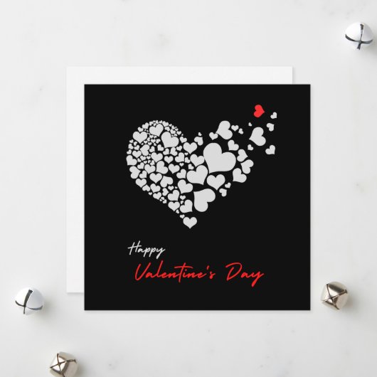 Schwarzer einfacher Valentinstag Feiertagskarte (Vorderseite/Rückseite Beispiel)