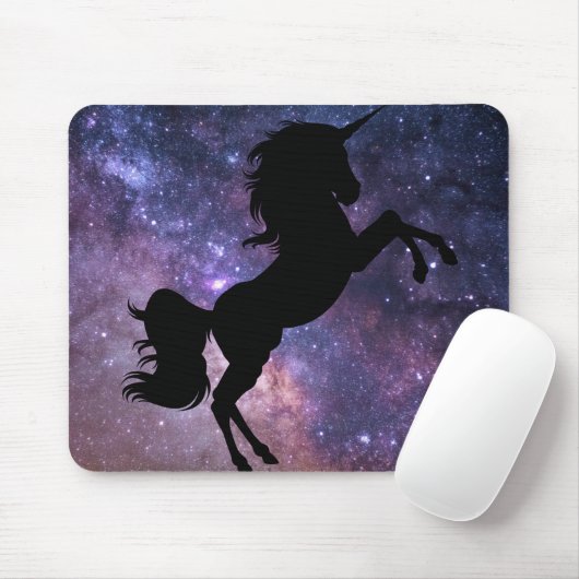 Schwarzer Einhorn-Galaxie-Hintergrund Mousepad (Mit Mouse)