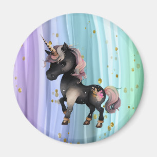 Schwarzer Einhorn Lila-Rosa-Schwanz Magnet