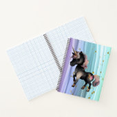 Schwarzer Einhorn Lila-Rosa-Schwanz Notizblock (Innenseite)