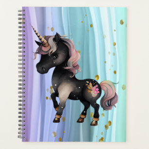 Schwarzer Einhorn Lila-Rosa-Schwanz Planer