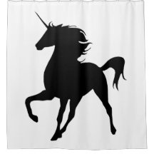 Schwarzer Einhorn Silhouette Duschvorhang
