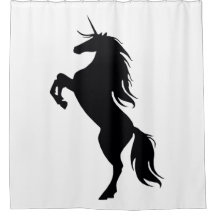 Schwarzer Einhorn Silhouette Duschvorhang