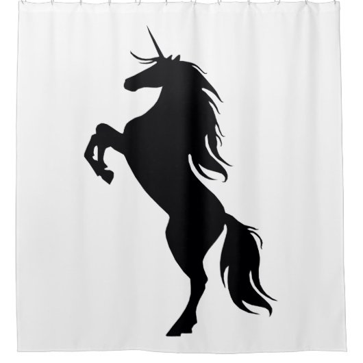 Schwarzer Einhorn Silhouette Duschvorhang (Vorderseite)