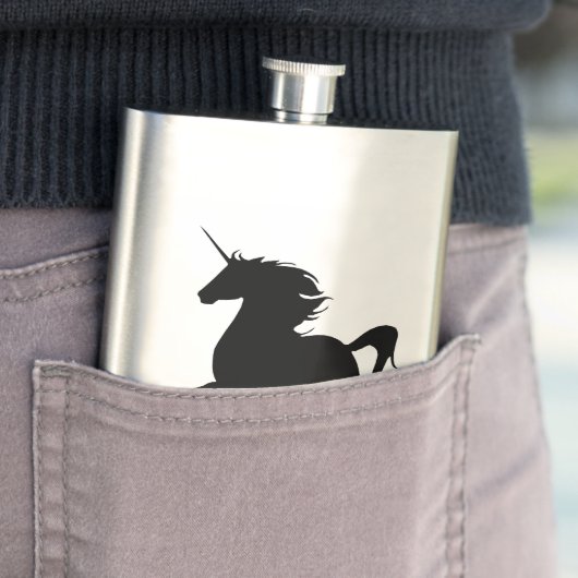 Schwarzer Einhorn-Silhouette Flachmann (Beispiel)