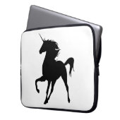 Schwarzer Einhorn-Silhouette Laptop-Sieb Laptopschutzhülle (Vorderseite Links)