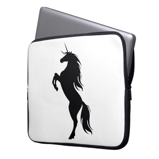 Schwarzer Einhorn-Silhouette Laptop-Sieb Laptopschutzhülle (Vorderseite Links)