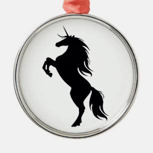 Schwarzer Einhorn Silhouette Rund um das Ornament