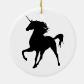 Schwarzer Einhorn Silhouette Rund um das Ornament (Hinten)