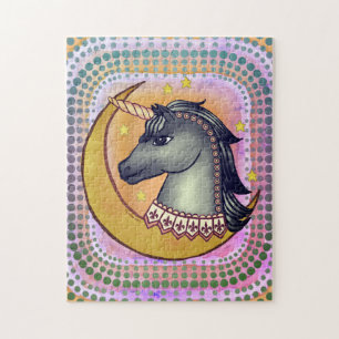 Schwarzer Einhornmond Puzzle