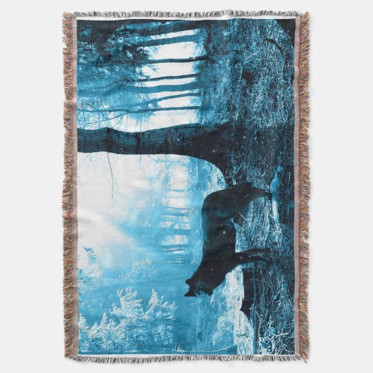 Schwarzer einsamer Wolf Decke (Vorderseite Vertikal)