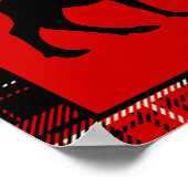 Schwarzer Elch, roter Kariert Poster (Ecke)